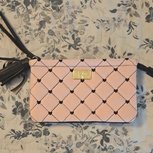 NWOT Pink And Black Quilted Betsey Johnson Wristlet